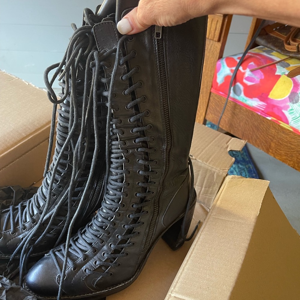 ANN DEMEULEMEESTER TRIPPLE LACE BOOTS